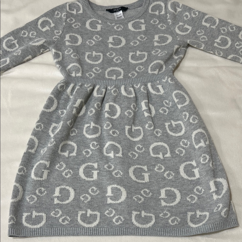 Guess Gray and White Kids Dress